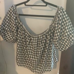LF GINGHAM OFF THE SHOULDER TOP